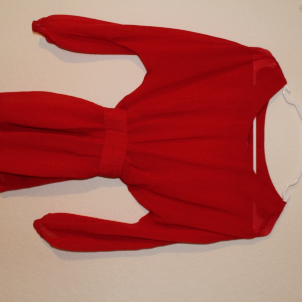 Red Forever 21 Sheer Top